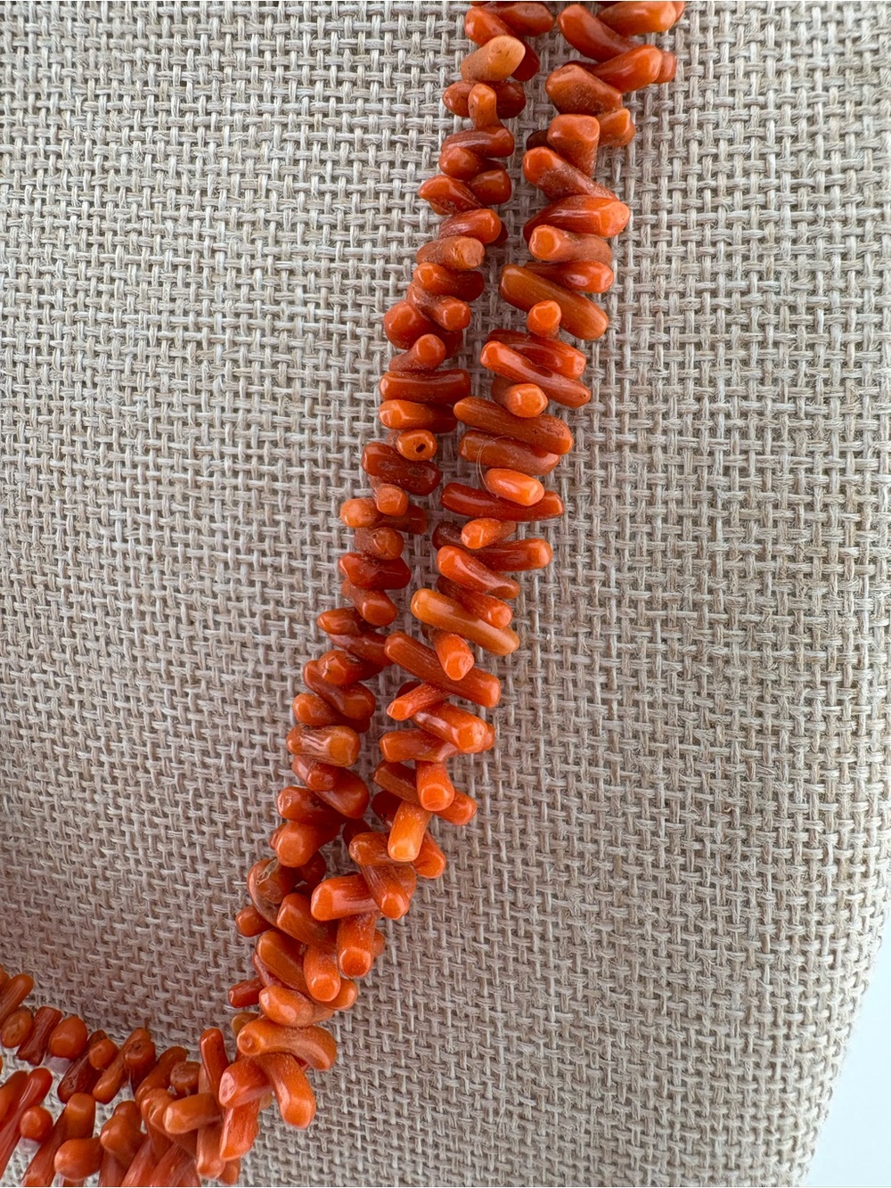 Coral Mediterranean Chip Necklace with Plated Bow clasp - Picture 3 of 4